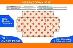 Corrugated carton tray box dieline template and 3D box design render file Color Design Template vector