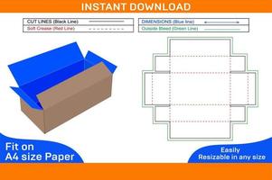 Corrugated foldable box dieline template and 3D box deisgn Box dieline and 3D box vector