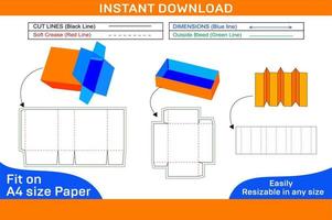 pre-rollos kits caja dieline modelo y 3d caja diseño, color cambiable y editable caja dieline y 3d caja vector