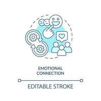 Emotional connection turquoise concept icon. Way to develop brand longevity abstract idea thin line illustration. Isolated outline drawing. Editable stroke vector