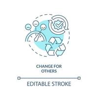 Change for others turquoise concept icon. Brand longevity improving. Customer need abstract idea thin line illustration. Isolated outline drawing. Editable stroke vector