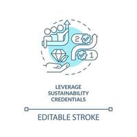 Leverage sustainability credentials turquoise concept icon. Way to improve your brand abstract idea thin line illustration. Isolated outline drawing. Editable stroke vector