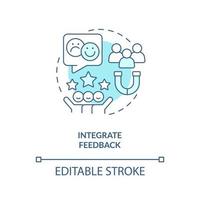 Integrate feedback turquoise concept icon. Customer experience. Way to sustain brand abstract idea thin line illustration. Isolated outline drawing. Editable stroke vector