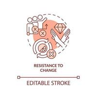 Resistance to change orange concept icon. Low flexibility. Brand longevity challenge abstract idea thin line illustration. Isolated outline drawing. Editable stroke vector