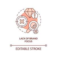 Lack of brand focus orange concept icon. Incorrect goal. Product longevity challenge abstract idea thin line illustration. Isolated outline drawing. Editable stroke vector