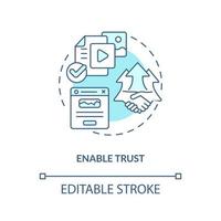 Enable trust turquoise concept icon. Relationship. Website quality importance abstract idea thin line illustration. Isolated outline drawing. Editable stroke vector