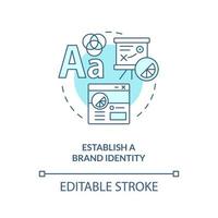 Establish brand identity turquoise concept icon. Website quality importance abstract idea thin line illustration. Isolated outline drawing. Editable stroke vector