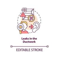 Leaks in ductwork concept icon. Poor house insulation. Draughts proof. Vent system abstract idea thin line illustration. Isolated outline drawing. Editable stroke vector