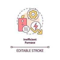 Inefficient furnace concept icon. High home-heating bills reason abstract idea thin line illustration. Isolated outline drawing. Editable stroke vector