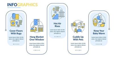 Winter power outage advices rectangle infographic template. Stay warm. Data visualization with 5 steps. Editable timeline info chart. Workflow layout with line icons vector