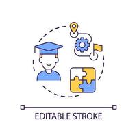 Learning pathway concept icon. Education program path abstract idea thin line illustration. Achieving goals. Studying experience. Isolated outline drawing. Editable stroke vector