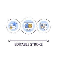 Monitoring student progress remotely loop concept icon. Tracking learner performance abstract idea thin line illustration. Distance learning. Isolated outline drawing. Editable stroke vector