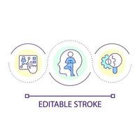 Evaluate performance and mental state loop concept icon. Assess productivity. Review woking process abstract idea thin line illustration. Isolated outline drawing. Editable stroke vector