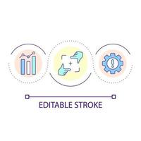 Focus on finding issues loop concept icon. Rating severity of usability problems. Define mistakes abstract idea thin line illustration. Isolated outline drawing. Editable stroke vector