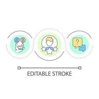 Phone research loop concept icon. Mobile interview. Call testing. Customer survey. Client feedback abstract idea thin line illustration. Isolated outline drawing. Editable stroke vector