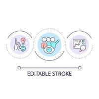 Research conclusion loop concept icon. Sum up result of usability testing. Summarize and analyze abstract idea thin line illustration. Isolated outline drawing. Editable stroke vector