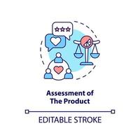 Assessment of product concept icon. Sensory impact on customer behavior abstract idea thin line illustration. Isolated outline drawing. Editable stroke vector