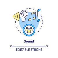 Sound concept icon. Sensory branding sense abstract idea thin line illustration. Affecting customer perceptions. Isolated outline drawing. Editable stroke vector