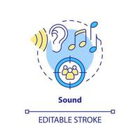 Sound concept icon. Sensory branding sense abstract idea thin line illustration. Affecting customer perceptions. Isolated outline drawing. Editable stroke vector