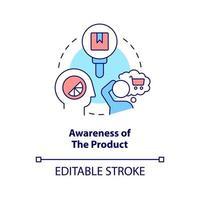 Awareness of product concept icon. Sensory system in customer behaviour abstract idea thin line illustration. Isolated outline drawing. Editable stroke vector