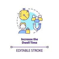 Increase dwell time concept icon. Scent marketing advantage abstract idea thin line illustration. In store experience. Isolated outline drawing. Editable stroke vector