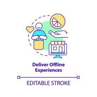 Deliver offline experiences concept icon. Sensory branding strategy abstract idea thin line illustration. Satisfied client. Isolated outline drawing. Editable stroke vector