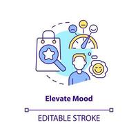 Elevate mood concept icon. Ambient scent branding benefit abstract idea thin line illustration. Feel happy and relaxed. Isolated outline drawing. Editable stroke vector