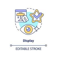 Display concept icon. Visualization in retail marketing abstract idea thin line illustration. Product placement in store. Isolated outline drawing. Editable stroke vector