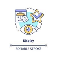 Display concept icon. Visualization in retail marketing abstract idea thin line illustration. Product placement in store. Isolated outline drawing. Editable stroke vector