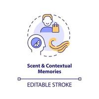 Scent and contextual memories concept icon. Olfactory marketing in retail abstract idea thin line illustration. Isolated outline drawing. Editable stroke vector