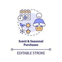 Scent and seasonal purchases concept icon. Aroma marketing in commerce abstract idea thin line illustration. Fragrances. Isolated outline drawing. Editable stroke vector