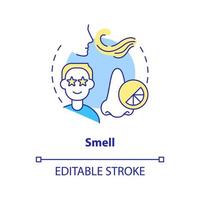 Smell concept icon. Sensory receptor in marketing abstract idea thin line illustration. Scent branding. Choosing fragrance. Isolated outline drawing. Editable stroke vector