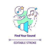 Find your sound concept icon. Sensory advertising strategy abstract idea thin line illustration. Catch customer attention. Isolated outline drawing. Editable stroke vector