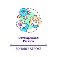 Develop brand persona concept icon. Sensory marketing strategy abstract idea thin line illustration. Unique personality. Isolated outline drawing. Editable stroke vector