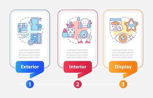 visualización en Al por menor márketing rectángulo infografía modelo. datos visualización con 3 pasos. editable cronograma informacion cuadro. flujo de trabajo diseño con línea íconos vector