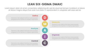 dmaic lss lean six sigma infographic 5 point stage template with vertical small circle down direction concept for slide presentation vector