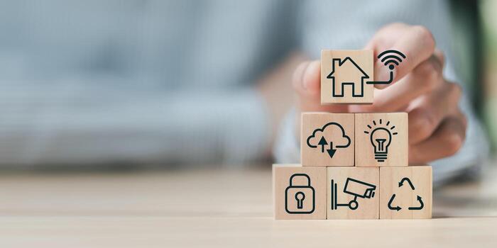 smart home technology concept ,Wireless automation control with applications ,Innovative smart home control by phone ,remote control of appliances ,Connecting your home or office with software photo