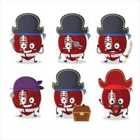 Cartoon character of rugby ball with various pirates emoticons vector