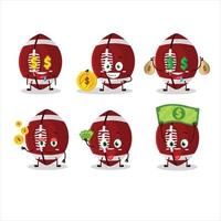 Rugby ball cartoon character with cute emoticon bring money vector