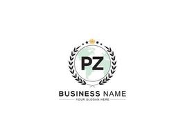 Minimalist Pz Logo Icon, Creative PZ Luxury Crown Letter Logo Design vector