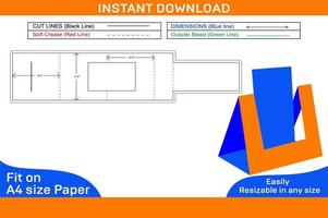 Desk storage box dieline template and 3D box design, esaily editable and resizeable Box dieline and 3D box vector