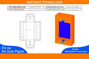 vape bolígrafo caja dieline modelo y 3d caja diseño caja dieline y 3d caja vector