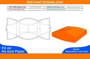 almohada caja diseño dieline modelo y 3d hacer archivo color cambiable y caja editable dieline y 3d caja vector