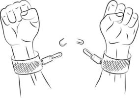 Hands breaking chains vector