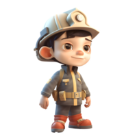 3D Firefighter Boy transparent background png