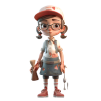 3D Butcher Cute Girl PNG Transparent Background