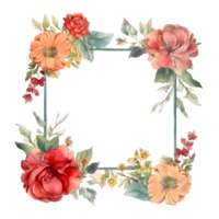 acuarela floral marco png transparente antecedentes