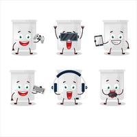 Science bottle cartoon character are playing games with various cute emoticons vector