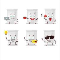 Science bottle cartoon character with various types of business emoticons vector