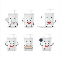 dibujos animados personaje de Ciencias botella con varios cocinero emoticones vector